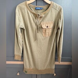 Polo Ralph Lauren Olive Green Long Sleeve Pullover Top • S